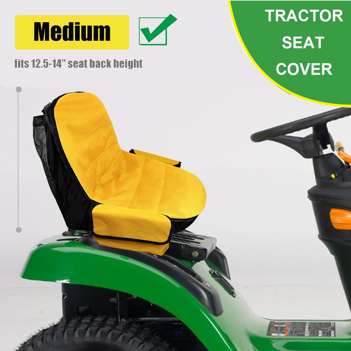 BeadChica Upgraded Tractor Seat Cover with side pockets keeps gloves and tools within reach.