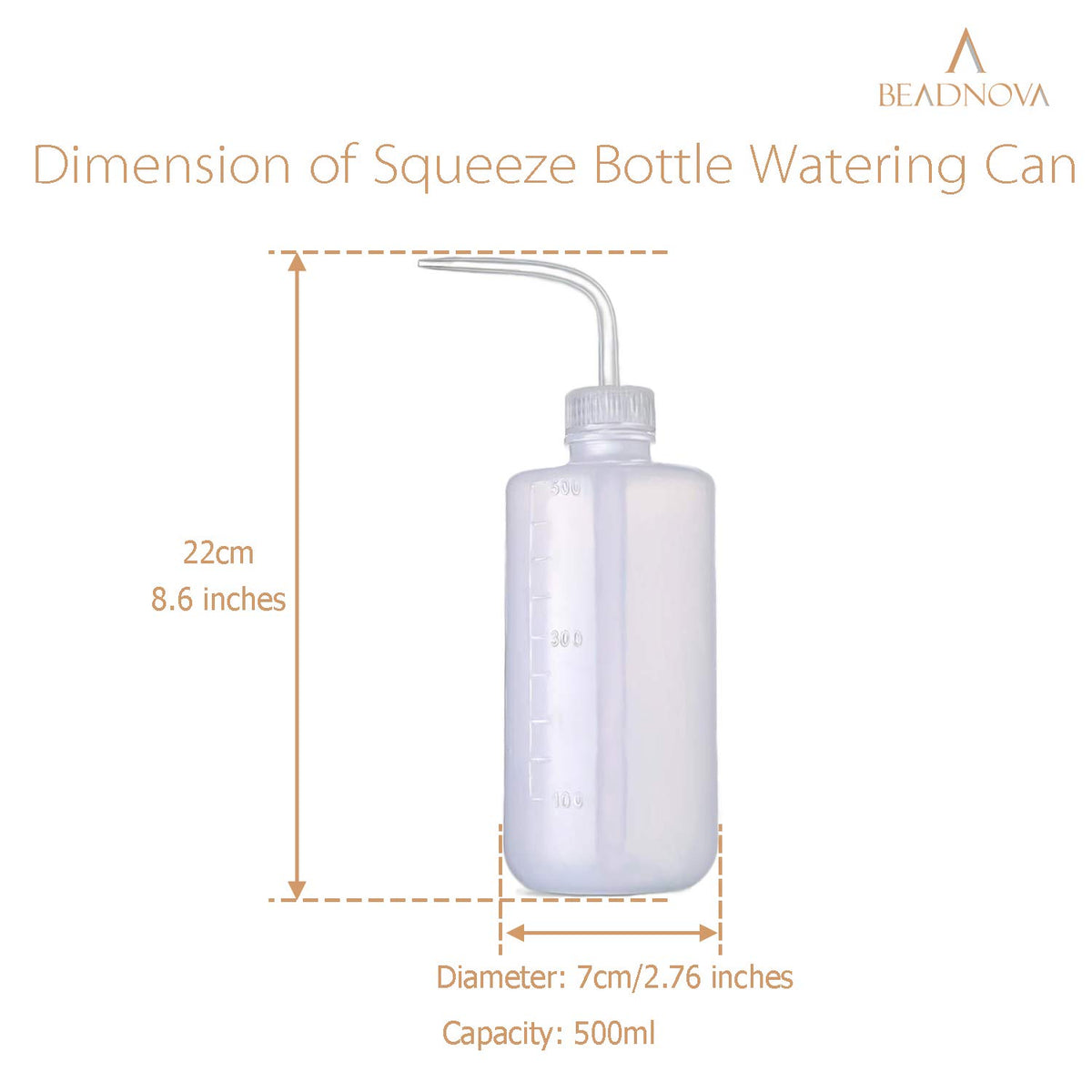 BEADNOVA watering bottle showing precision-flow spout for targeted watering