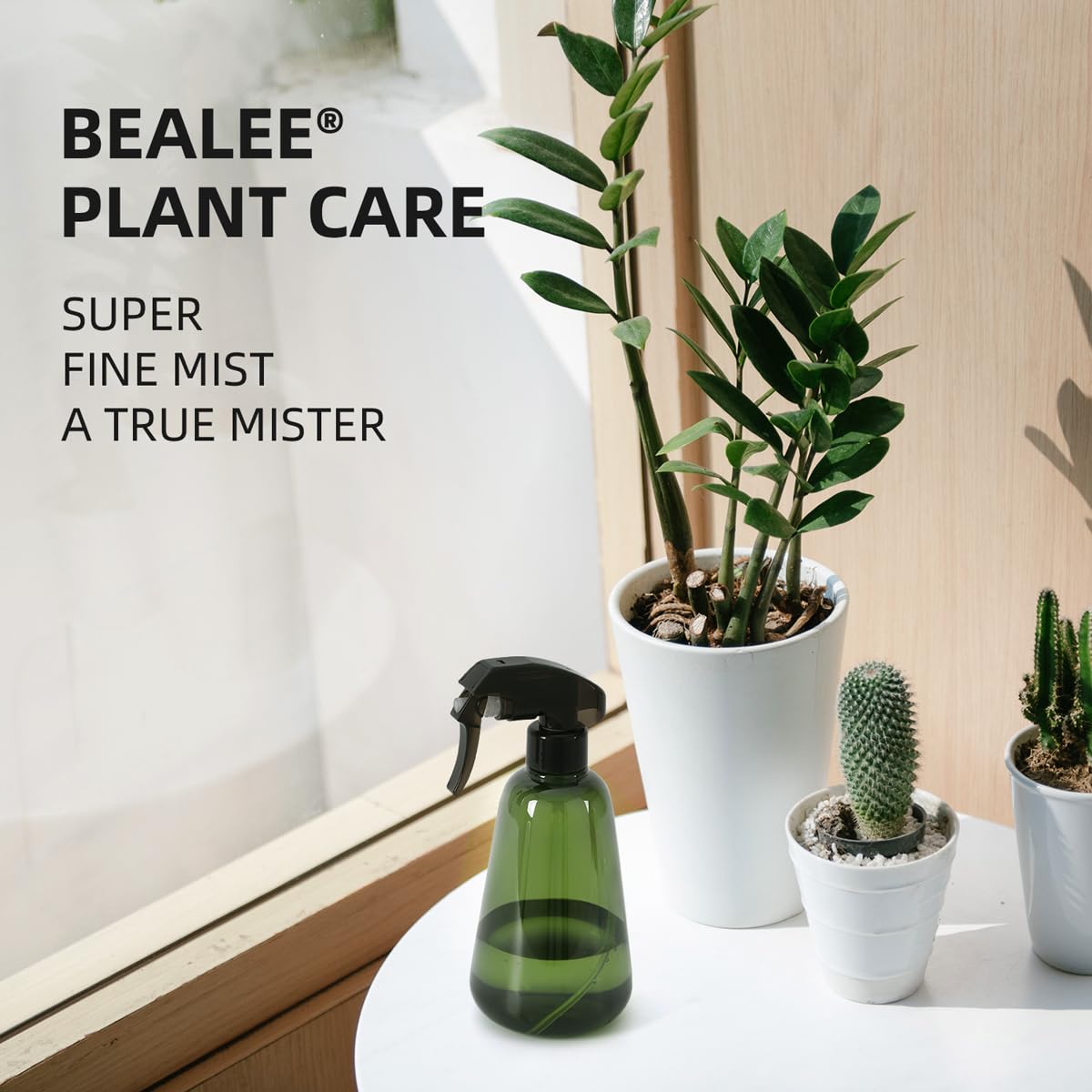 Bealee compact bottle fits neatly on shelves for convenient use.
