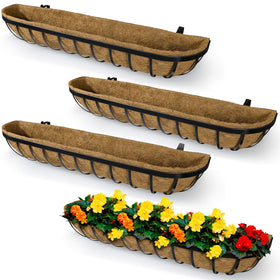 BeapTcely 4-pack window railing planter with coconut liner for vibrant greens.