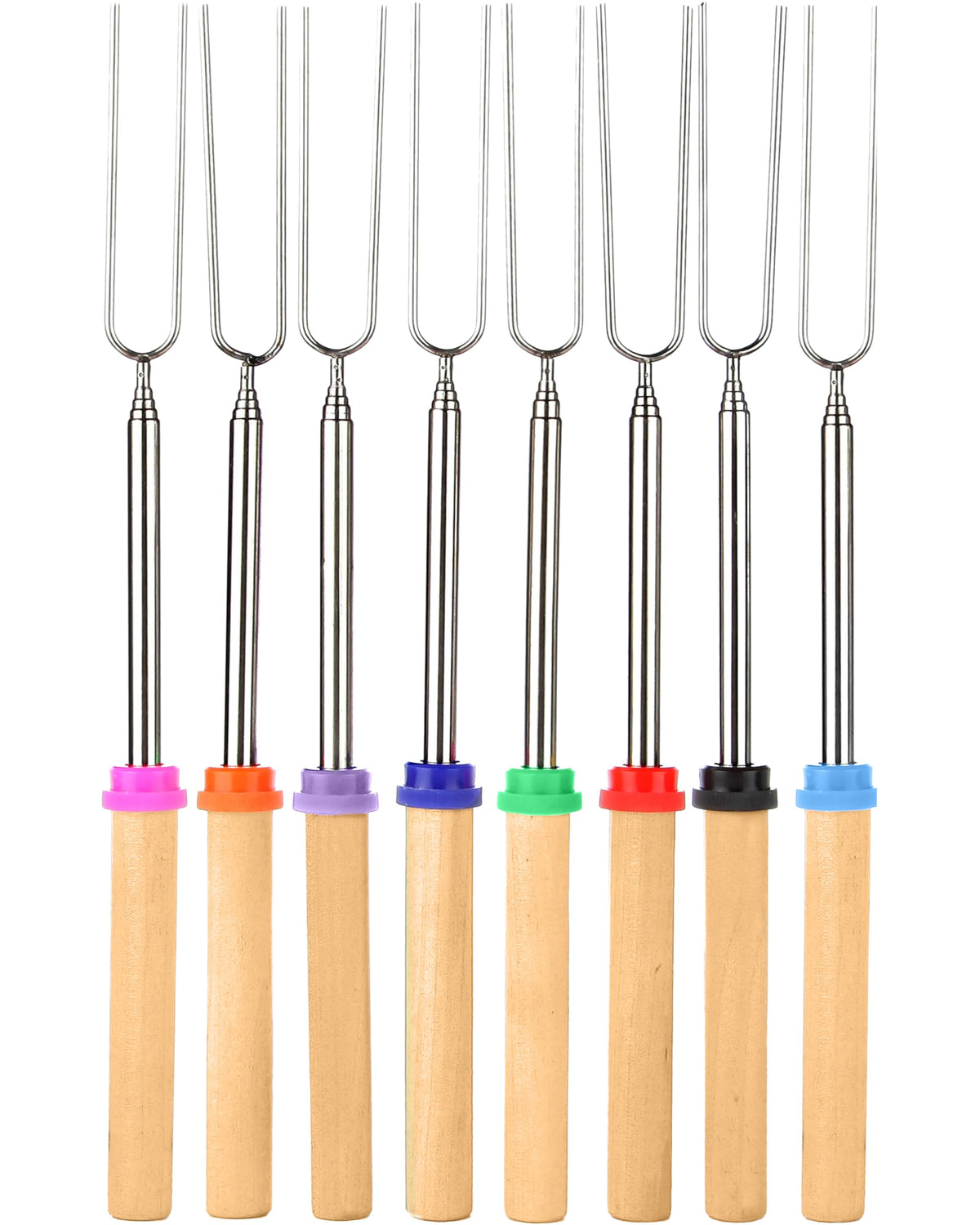 BEARCLAW Smores Sticks assembly view with durable 304 stainless steel forks for safe roasting.