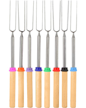 BEARCLAW Smores Sticks assembly view with durable 304 stainless steel forks for safe roasting.