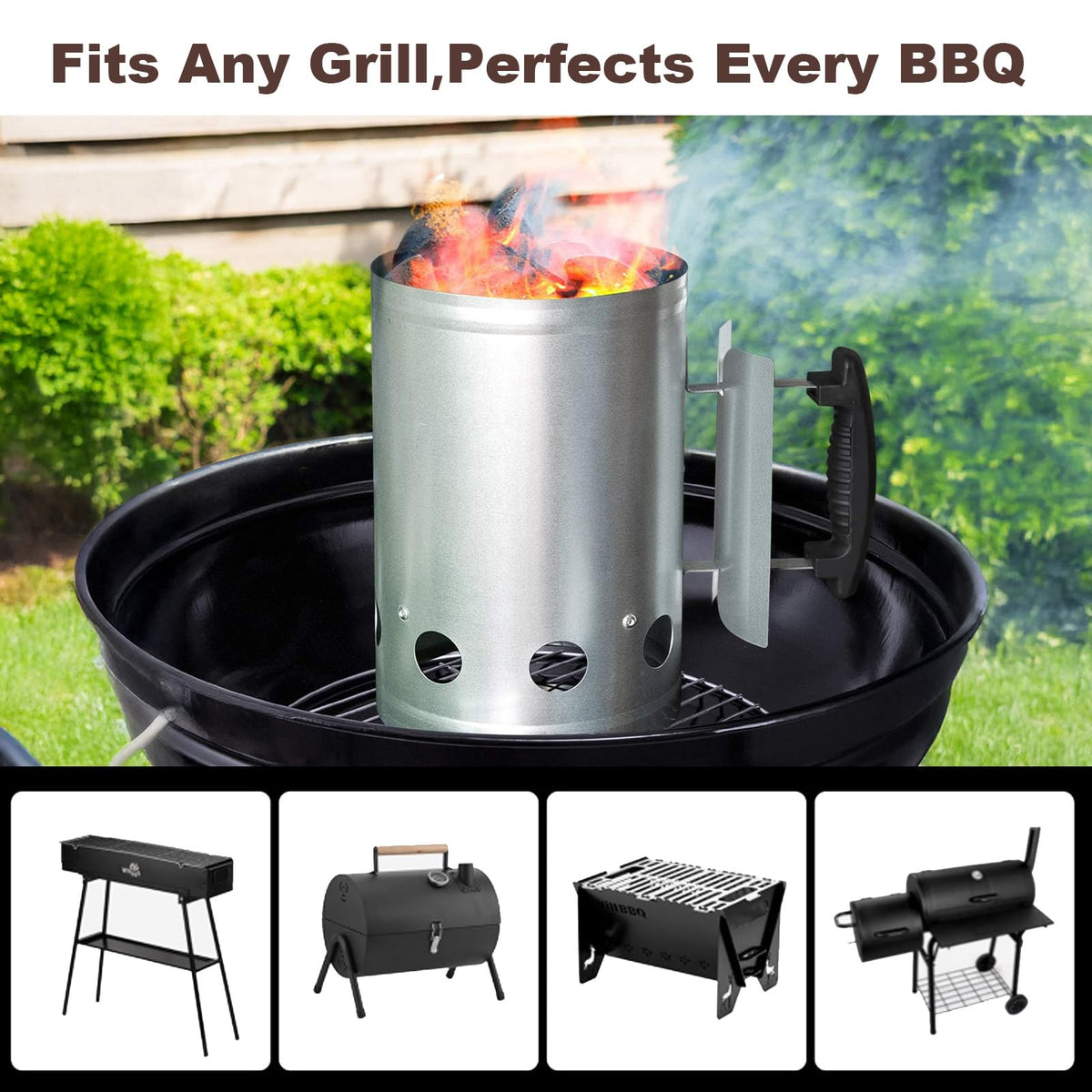 BEAU JARDIN outdoor setup with chimney starter on grill