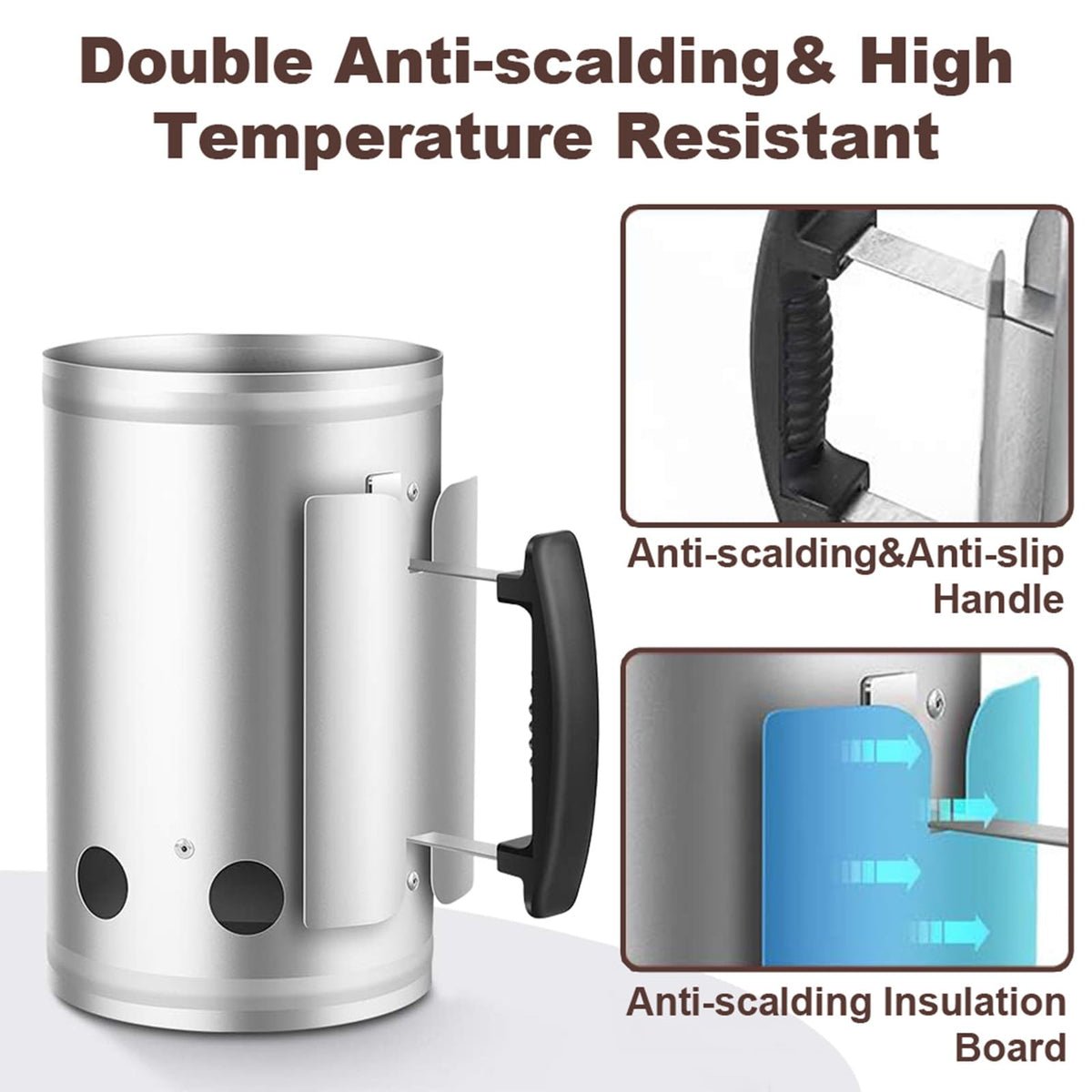 BEAU JARDIN starter shows heat shield and safe, non-slip handle