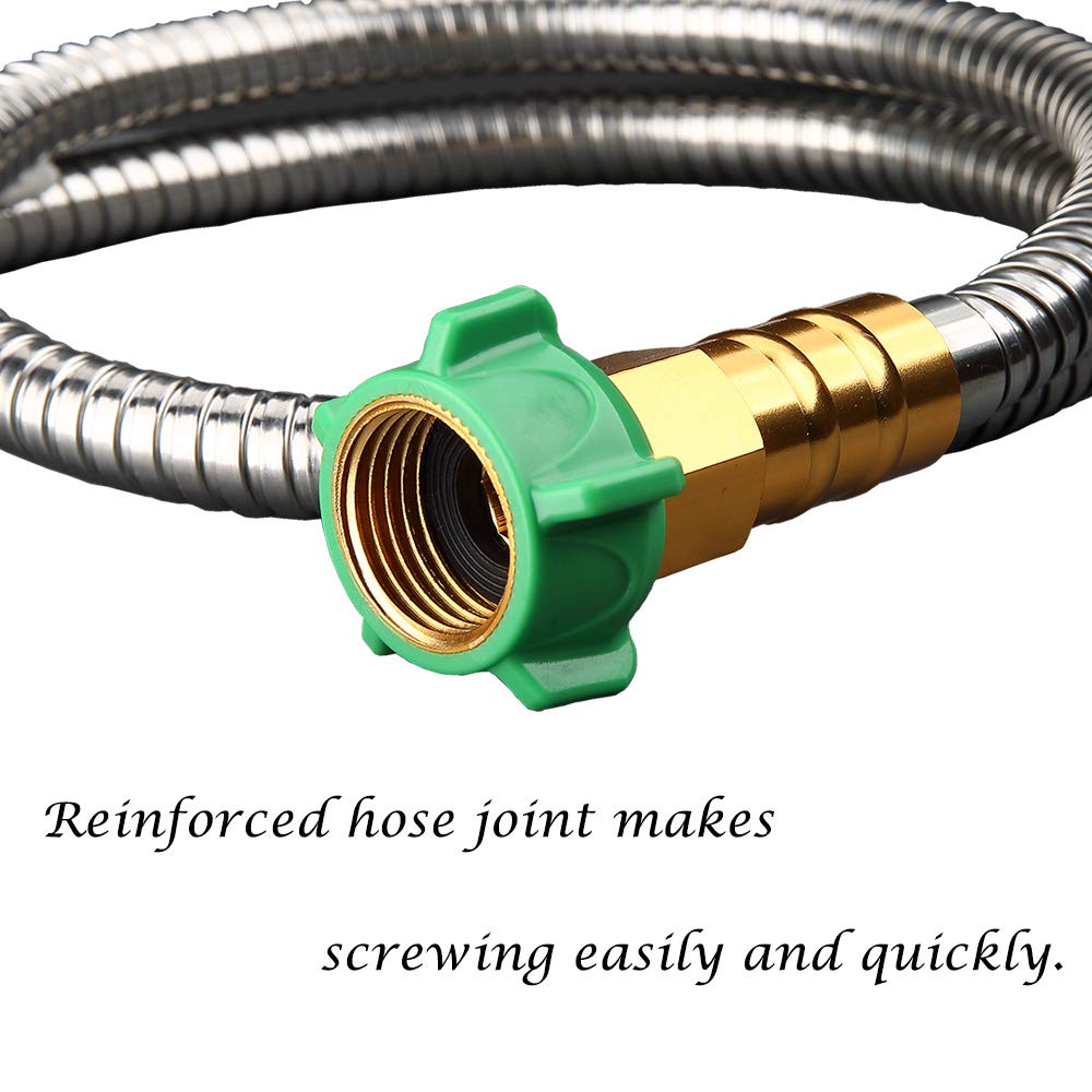 Beaulife metal hose extension attached to a faucet for extended reach