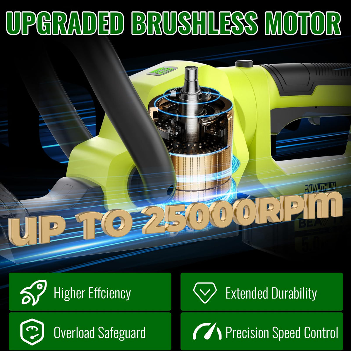 BeautFirst 20V hedge trimmer adjustable head enables shaping in tight spaces.