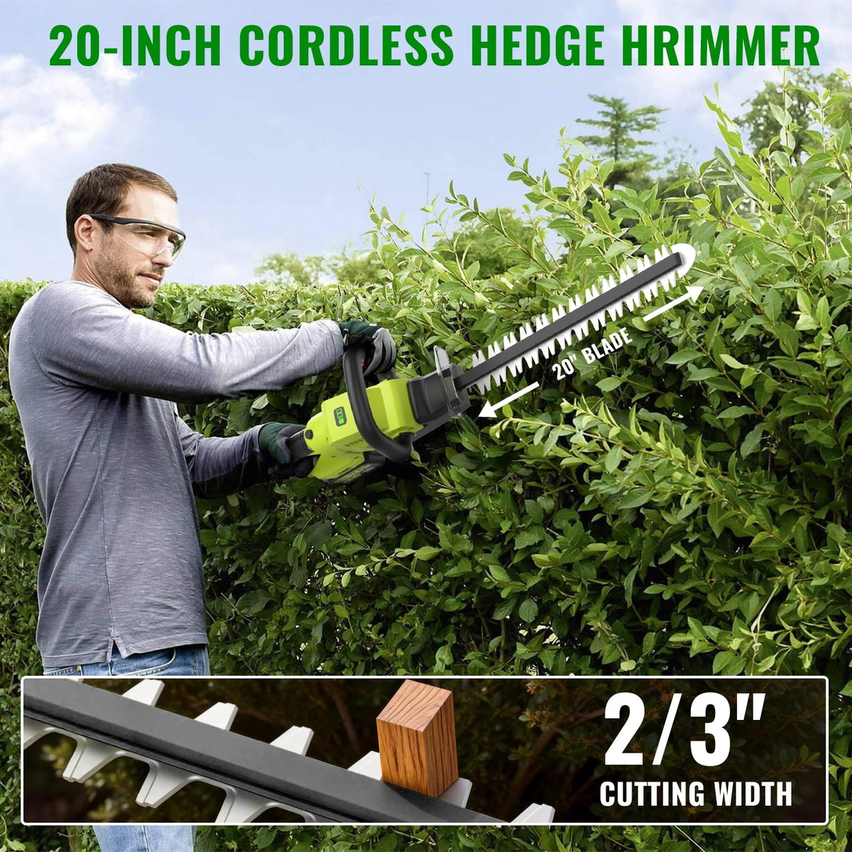 BeautFirst LCD display on hedge trimmer shows battery life for planning sessions.