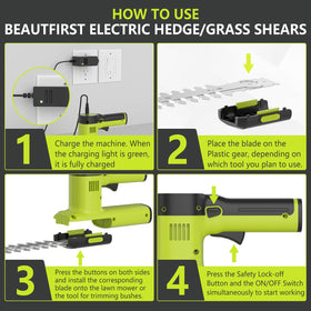 BeautFirst built-in 1500mAh battery powers cordless trimming anywhere in the yard.