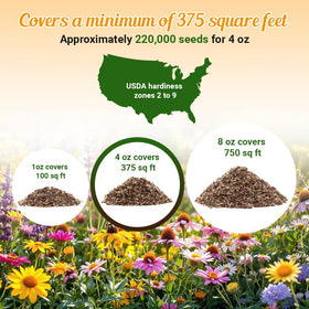 Beauty Beyond Belief 4oz seed packet yields over 375 square feet of blooms.