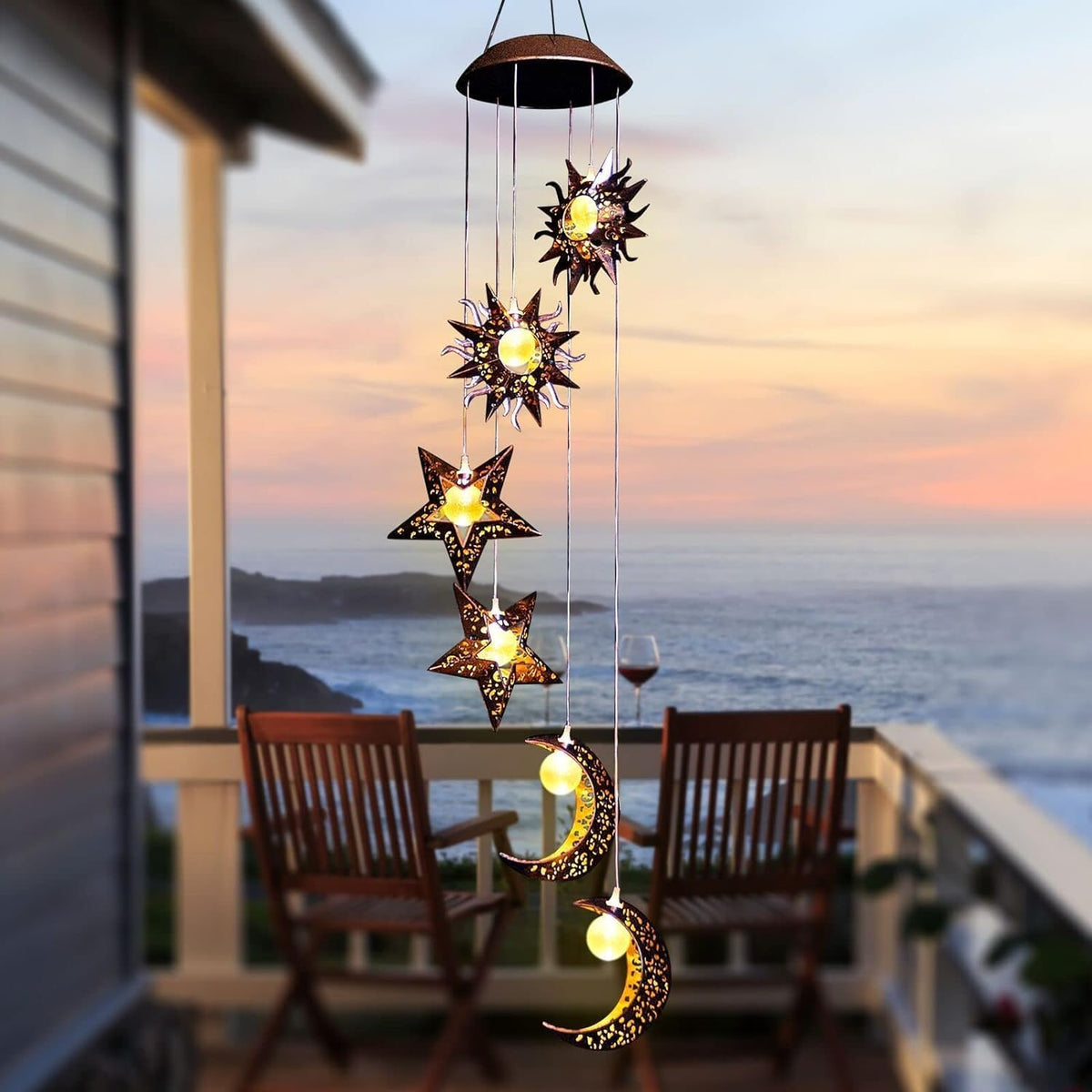 Beautyard solar wind chimes elevate patio ambience on balconies.