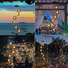 Beautyard solar wind chimes LED lights brighten balconies with eco-friendly energy.