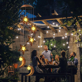 Beautyard solar wind chimes feature waterproof panel for year-round use.
