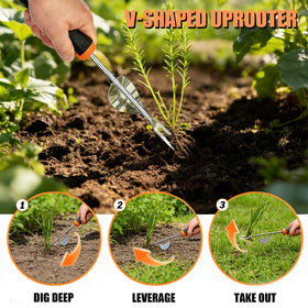 BeaverLodger v-shaped weed digger targets deep root removal