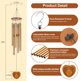 Beboligh wind chimes heart catcher and mute mode for quiet evenings