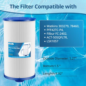 Beckacher FC-2402 filter side view shows cartridge design for easy replacement.