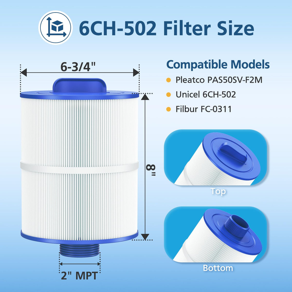 Beckacher spa filter compatible with Unicel 6CH-502 for easy maintenance