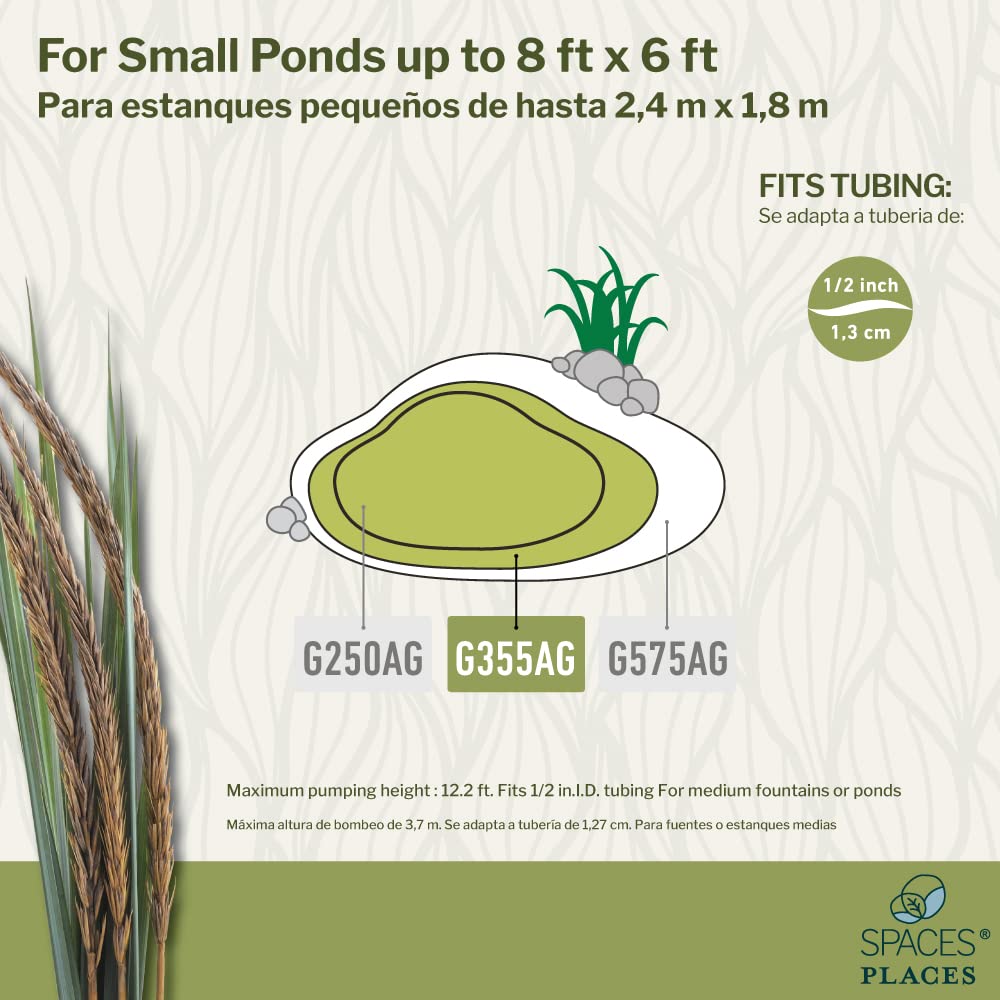 Beckett G355AG demonstrates 355 GPH flow for ponds and containers.