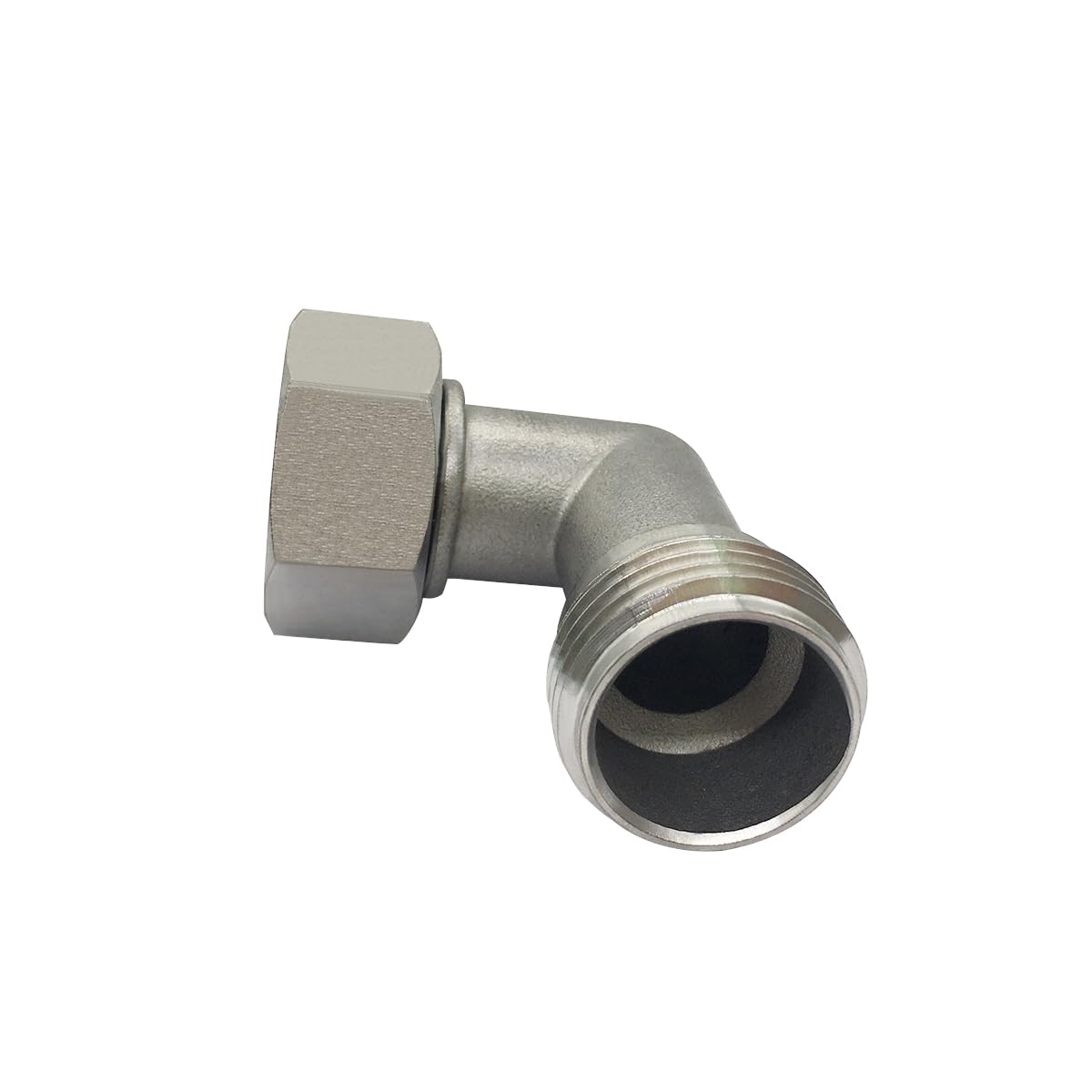 Beduan right-angle hose connector minimizes bending and kinking in gardens.