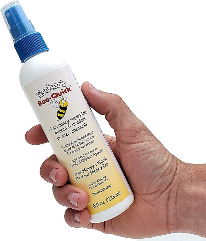 Bee-Quick fume board setup on honey supers for fast, non-toxic relocation