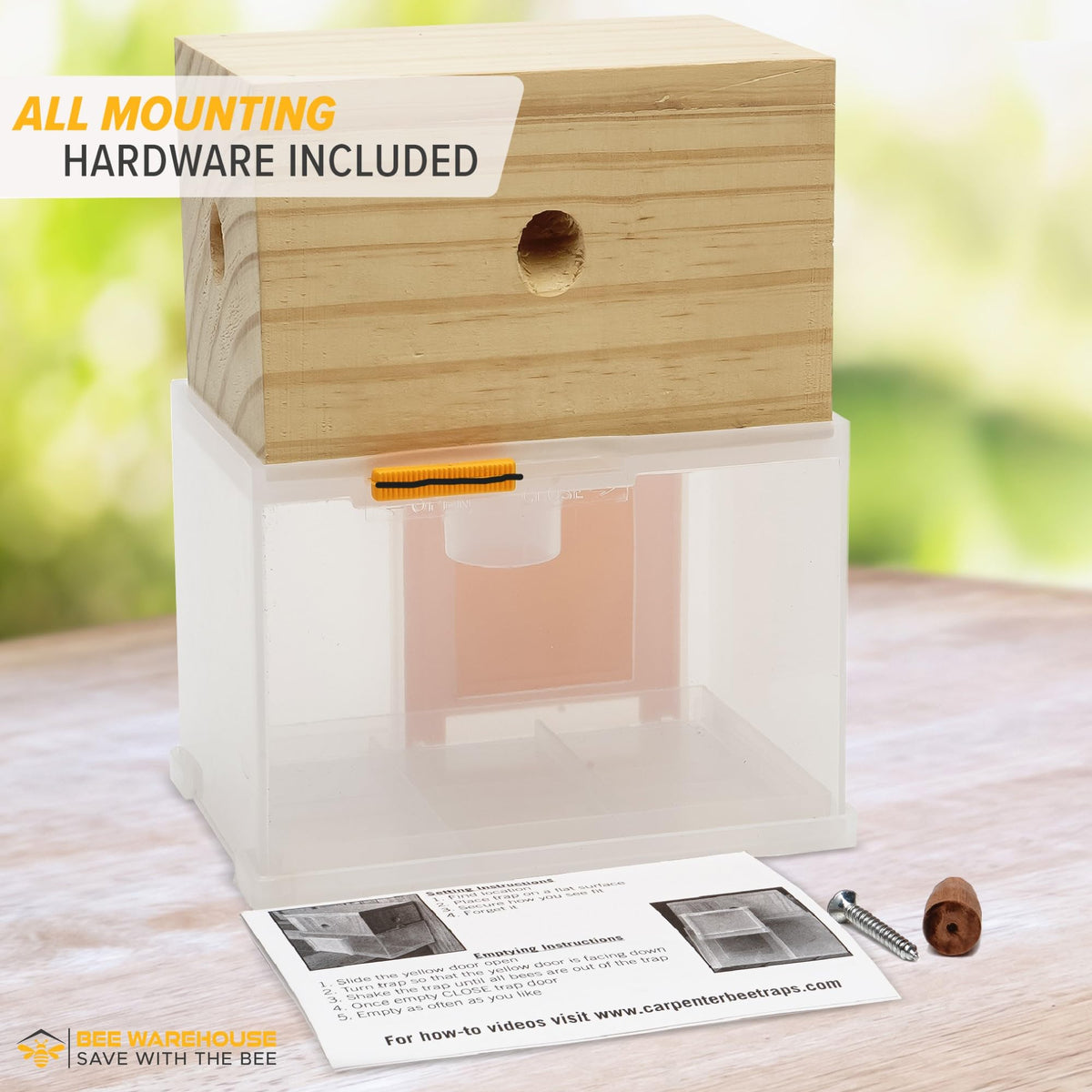 Bee Warehouse trap catch chamber close-up for safe capture.