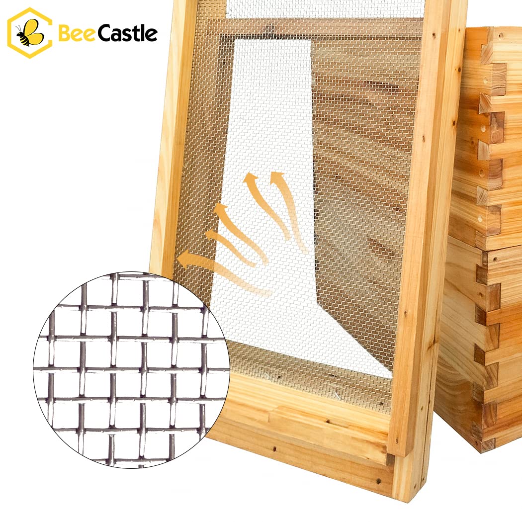 BeeCastle screened bottom board showing ventilation for cooler hives