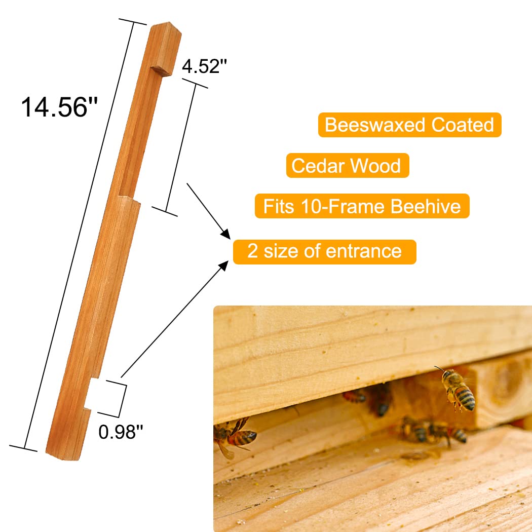 BeeCastle cedar bee entrance with beeswax coating protects bees at the hive entrance.