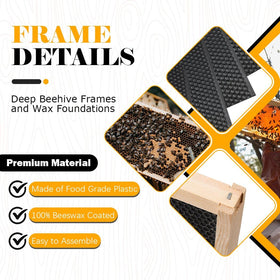 BeeCastle deep brood frame assembly kit with wooden frames and nails for easy setup