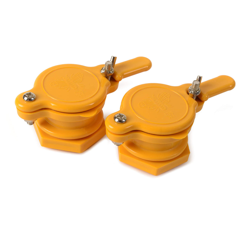 BeeCastle nylon honey gate valve two-pack for safe honey contact and controlled flow.