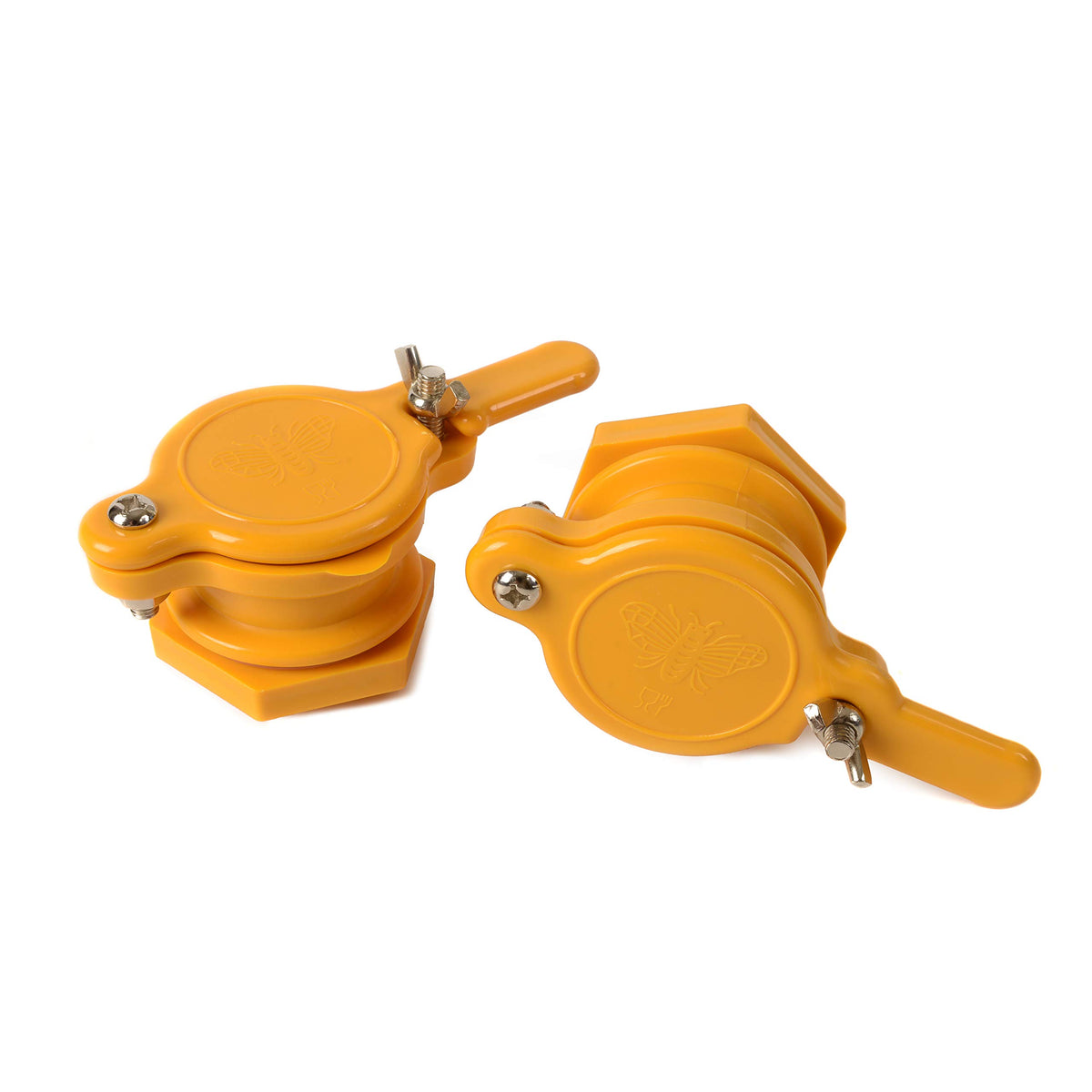 Close-up of BeeCastle nylon valve showing stainless steel wing nuts for durability.