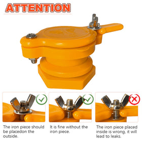BeeCastle honey gate valve mounted on a 5-gallon bucket for harvest efficiency.