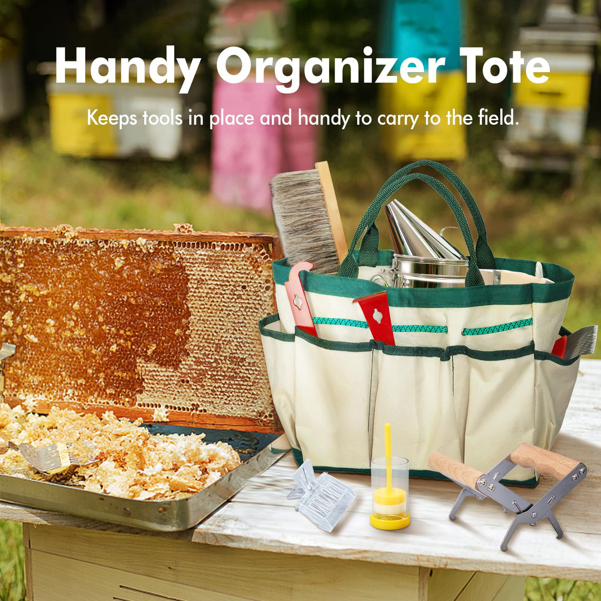 BeeCastle smoker and accessories support calm, efficient hive inspections.