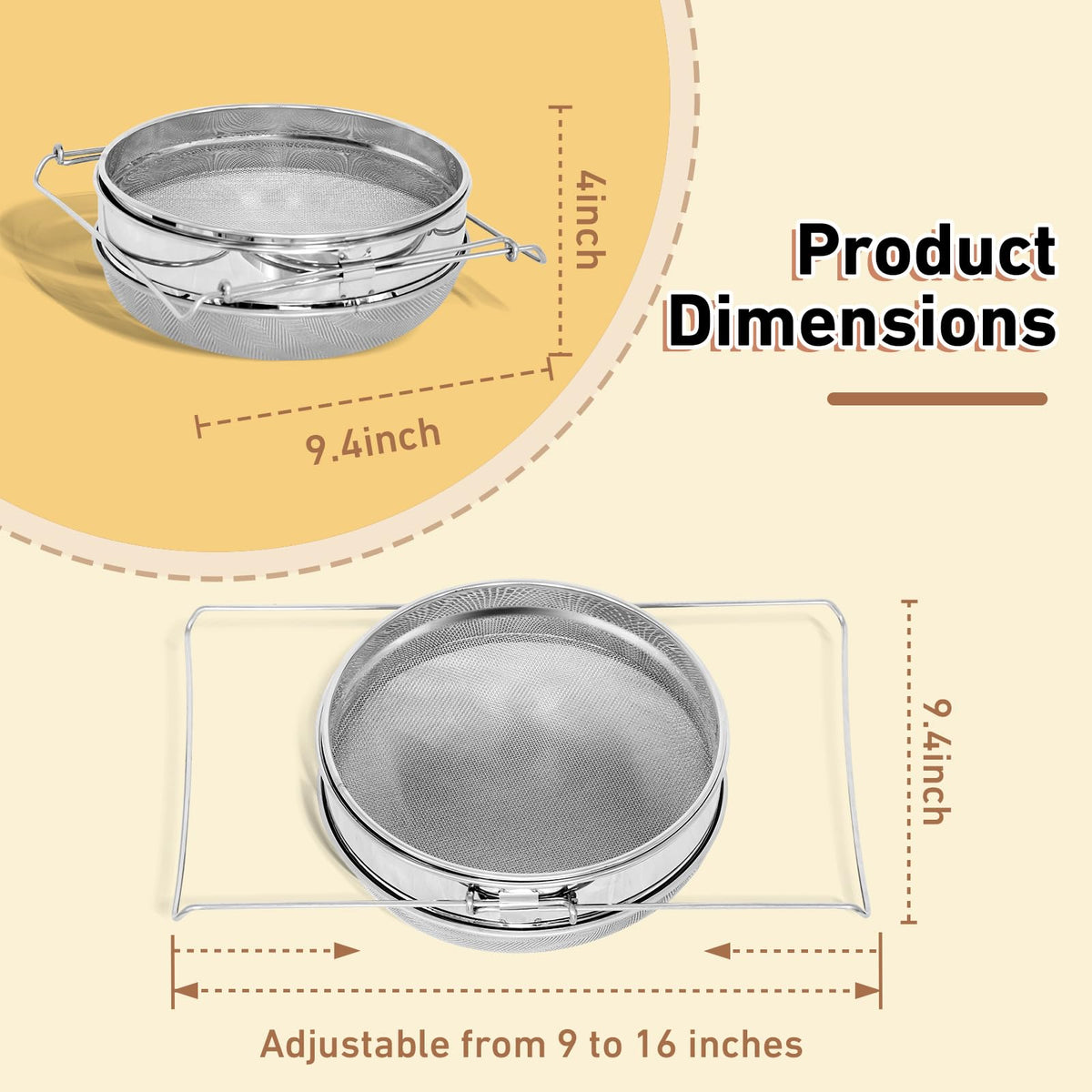 BeeCastle stainless steel honey filter bowl close-up showing durable food-grade construction