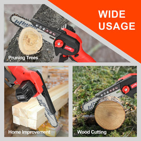 Beedeck Mini Chainsaw ergonomic handle with non-slip grip for comfort.