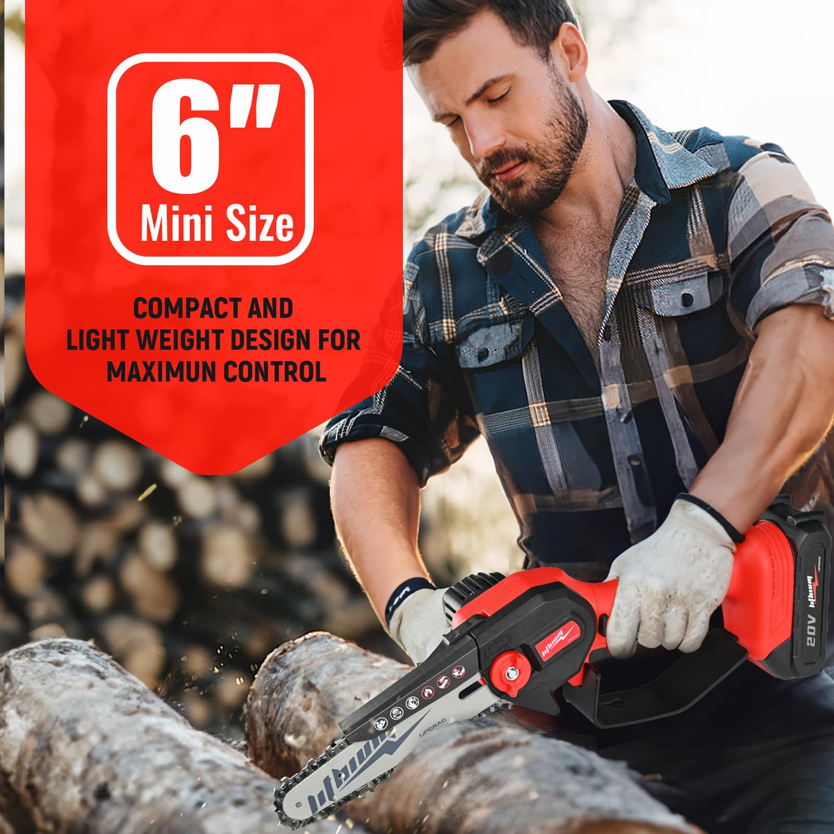 Beedeck Mini Chainsaw claims long battery life for extended cutting sessions.