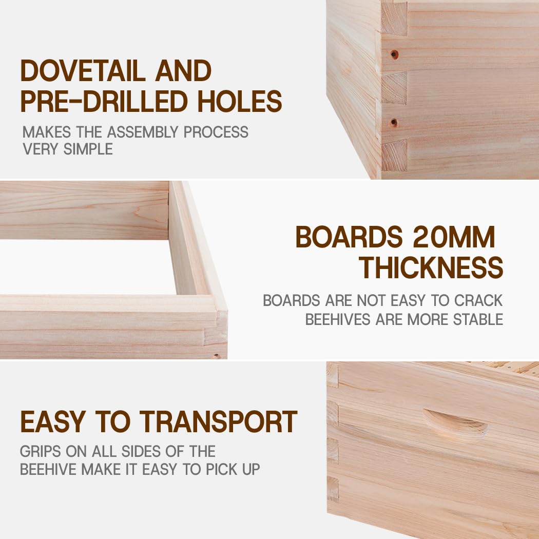 BeeINN frames and beeswax-coated foundations included for fast hive setup.