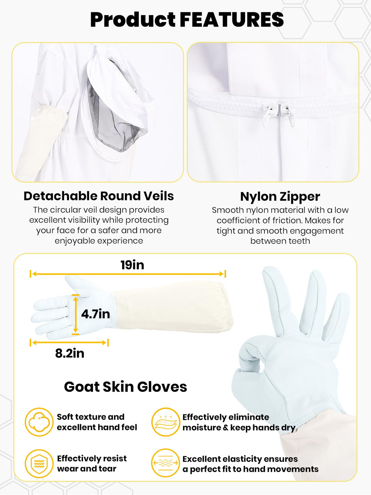 Beekingdom bee suit with detachable veil provides 360-degree visibility while reducing bee encounters.
