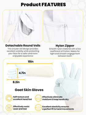 Beekingdom bee suit with detachable veil provides 360-degree visibility while reducing bee encounters.