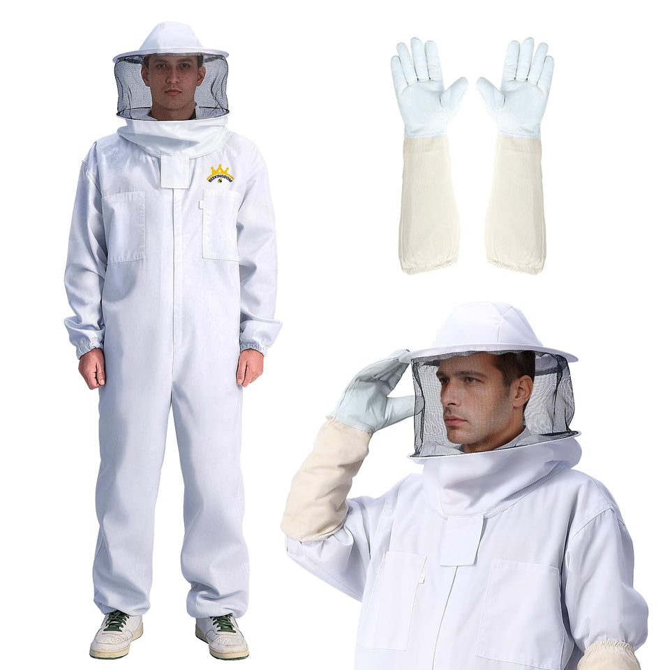 Beekingdom professional bee suit with round veil for clear visibility and sting protection.
