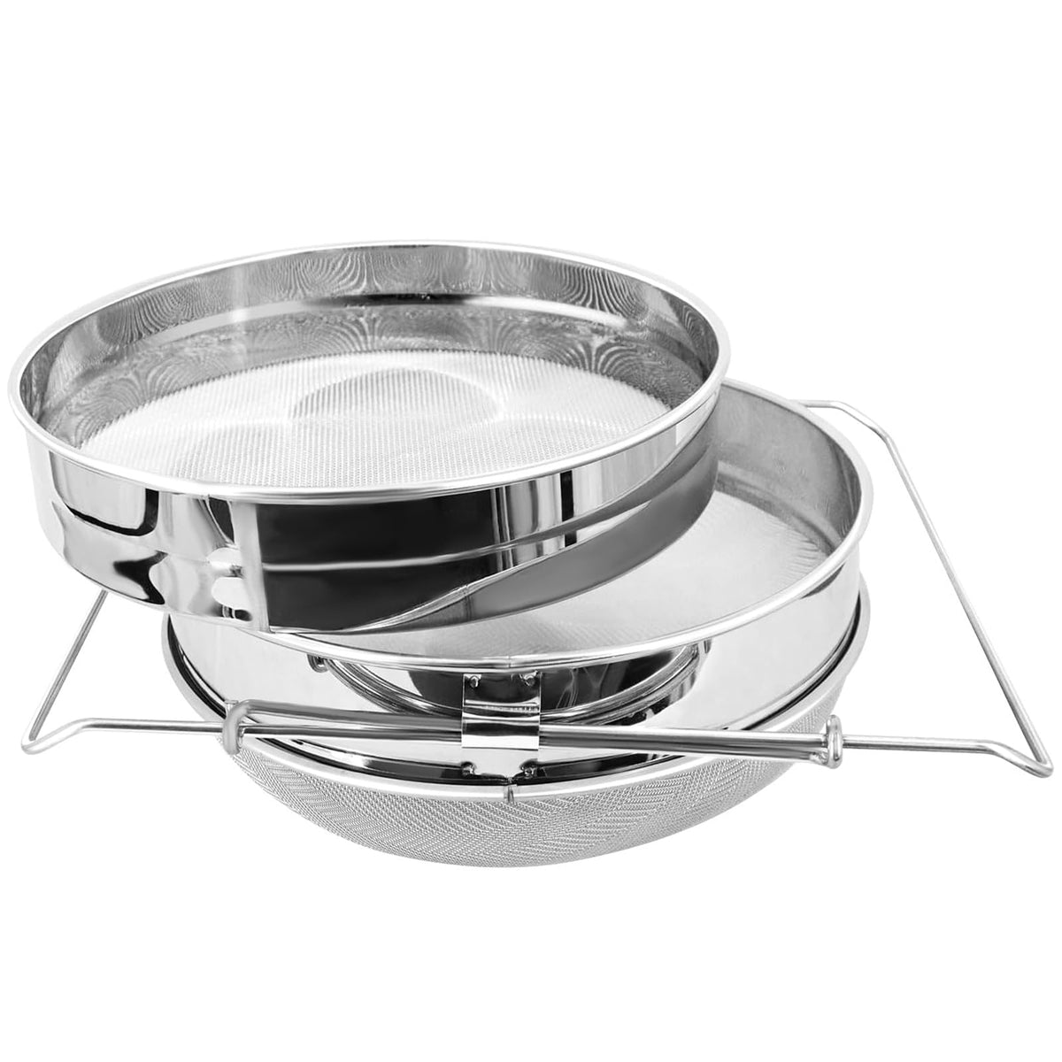 BEEKNOWS stainless steel honey strainer with dual sieves for crystal-clear honey