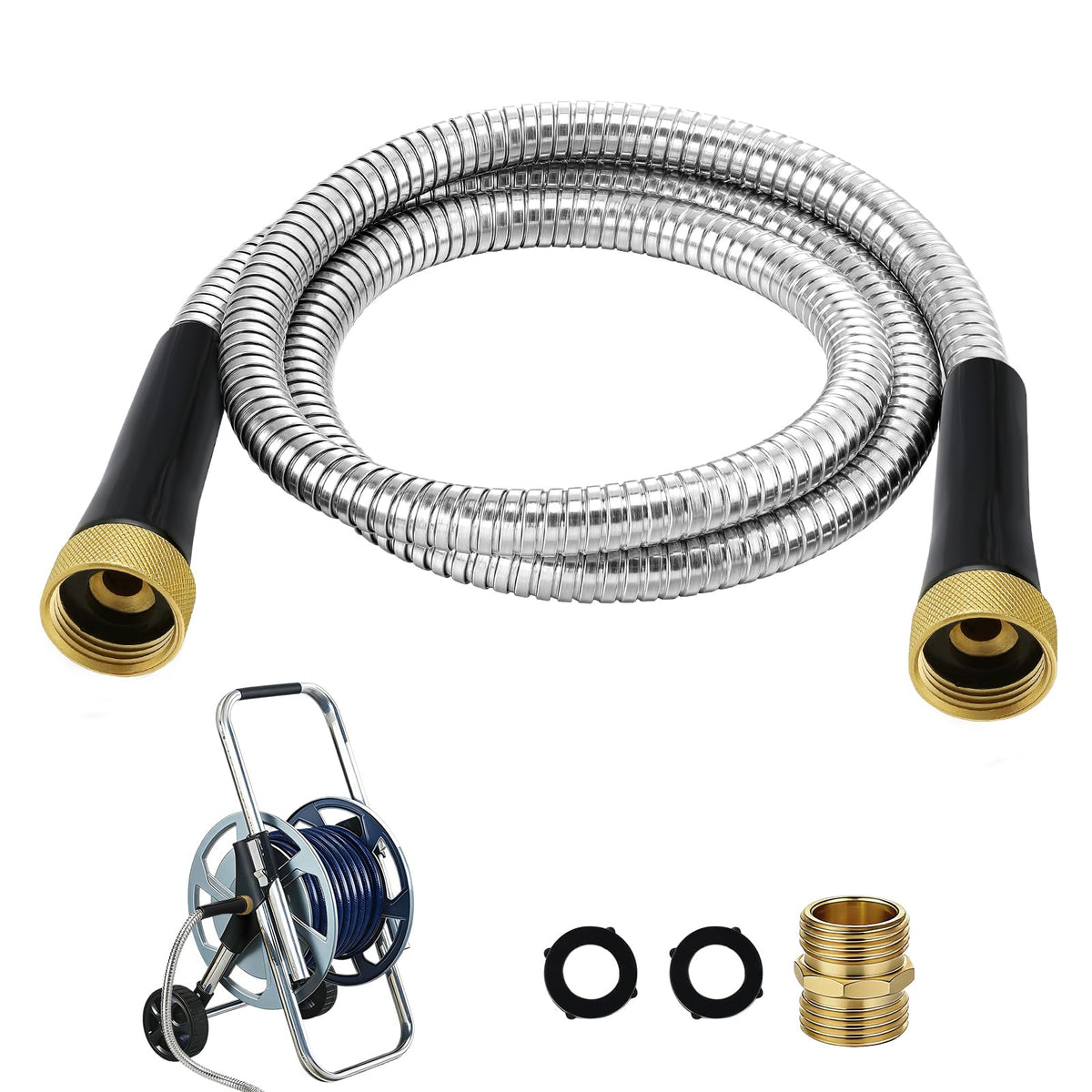 Beeplove 5ft leader hose with brass fittings for leak-free connections during watering tasks.
