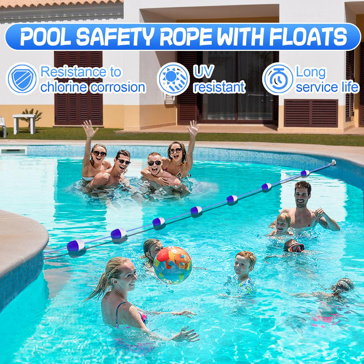 Beeplove adjustable pool rope length from 16 to 20 feet fits many pool sizes.