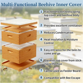 BeeQuestify bee hive inner cover center feeding hole supports convenient feeding