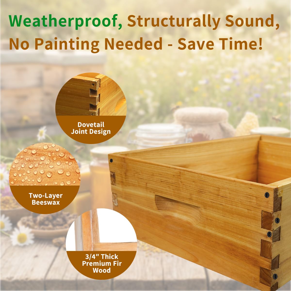 BeeQuestify beeswax immersion finish protects wood against humidity and rain.