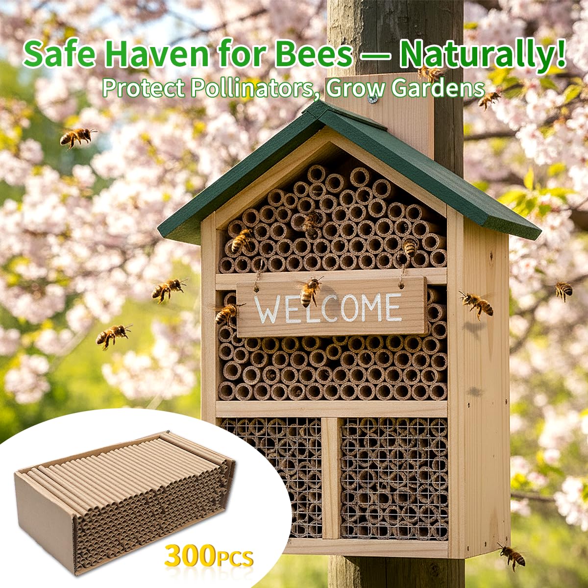 BeeQuestify Garden Pollination with Mason Bees supports vibrant flowers and crops.