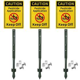 Beeveer pesticide sign kit 3-pack in metal, clearly marking yard warnings.