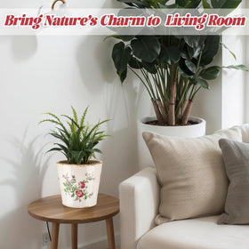 Beeveer pink-beige rose planter adds timeless charm to any home.