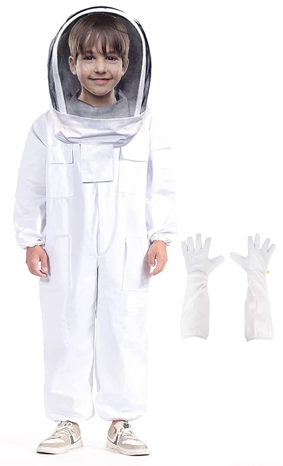 BEEXTM Bee Suit for Kid and Girl front view showing full coverage for backyard beekeeping