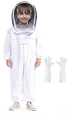 BEEXTM Bee Suit for Kid and Girl front view showing full coverage for backyard beekeeping