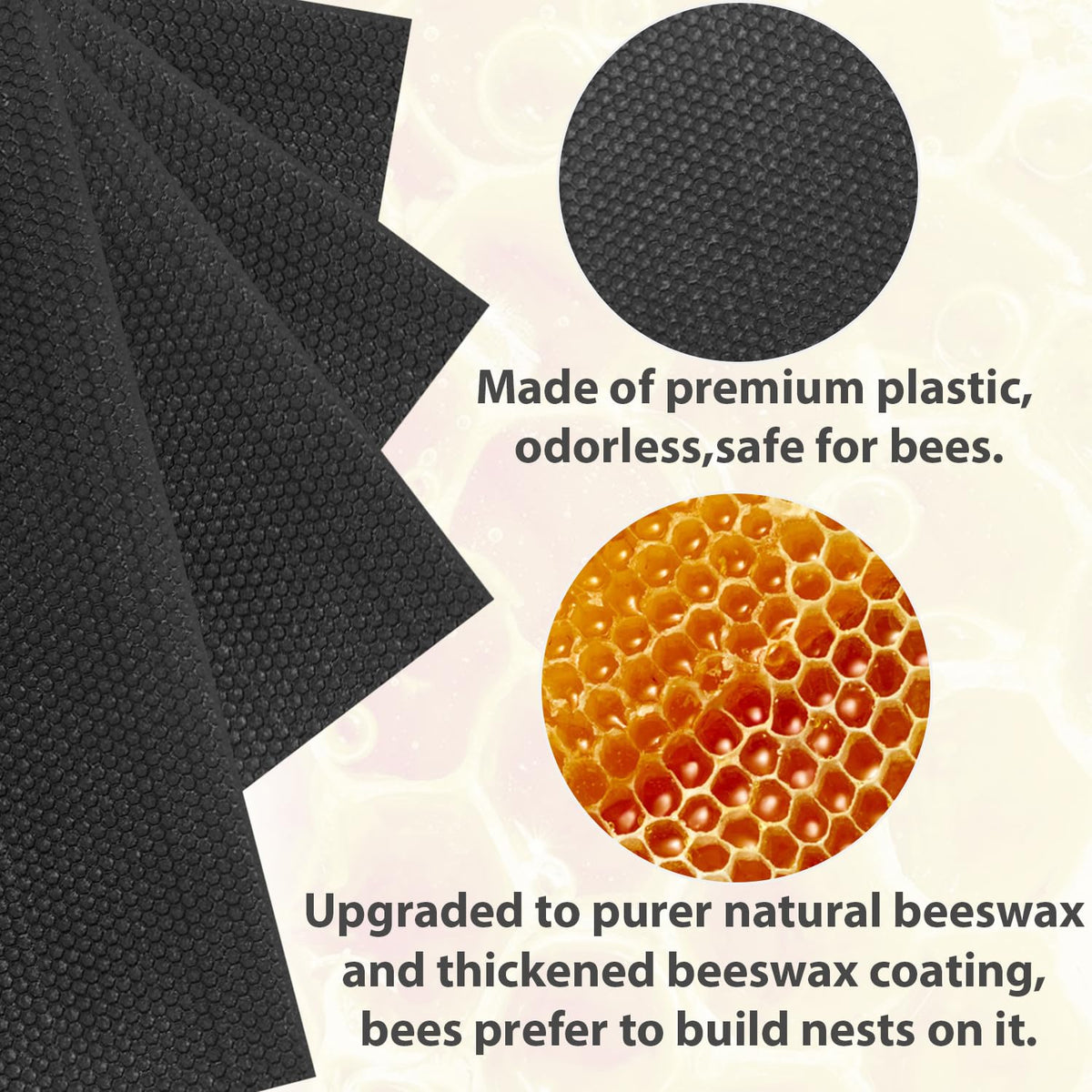 BEEXTM foundation sheet deep frame with hexagonal holes guiding comb growth