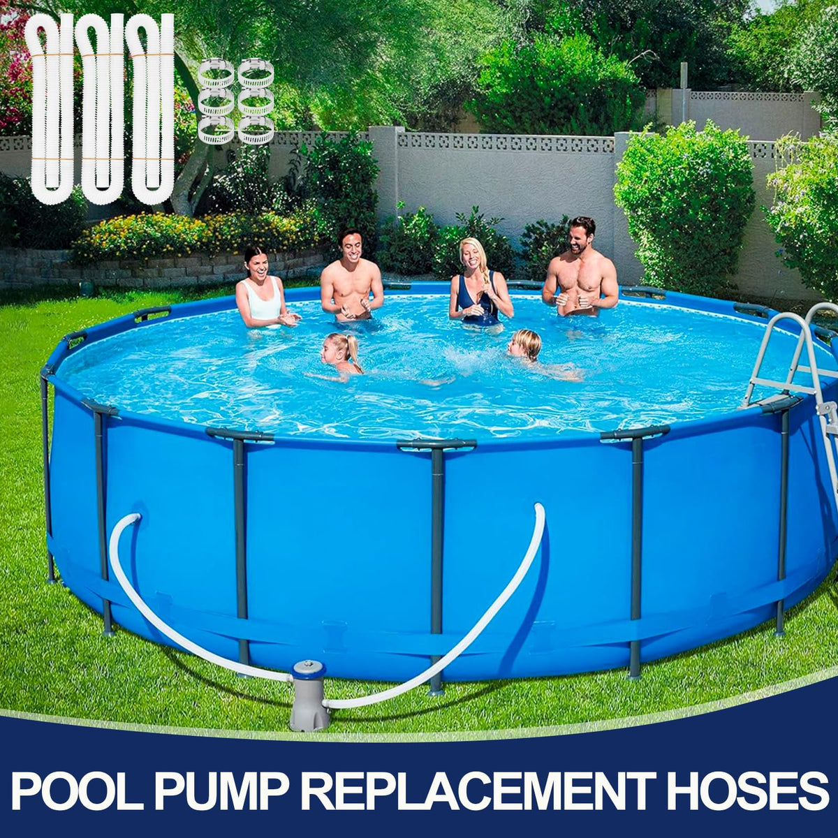 BEFANS pool hose kit: three hoses and six clamps